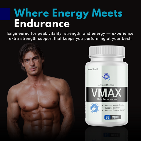 ( 2 Pack ) Vmax Male Performance Tablets, Advanced Formula for Men, Stamina & Energy 60ct