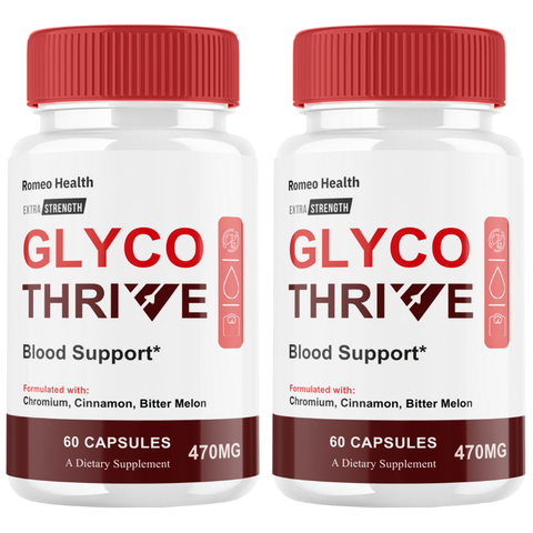 Glyco Thrive Capsules, Official Glyco Thrive Advanced Blood Formula Supplement Pills (2 Bottle)