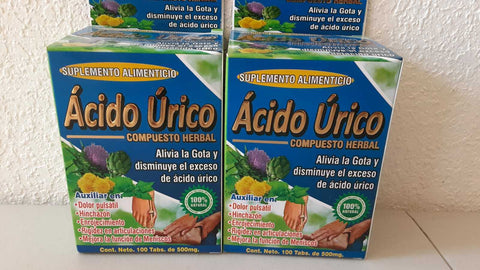 2 Pack Acido Úrico Compuesto Herbal Suplemento Alimenticio Alivia Gota-Dolor