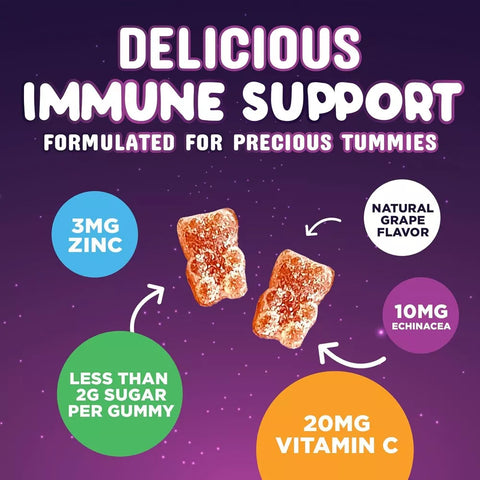 Kids Immune Support Gummies with Vitamin C, Zinc & Echinacea, Daily Childrens Im