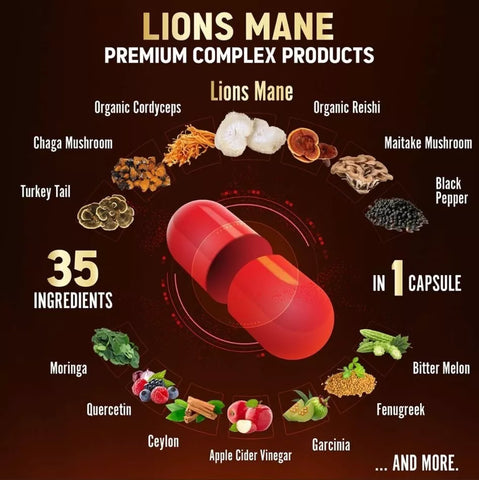 Capsulas De Hongo Suplemento De Melena De Leon (Suministro Para Un Mes. 35 in 1)