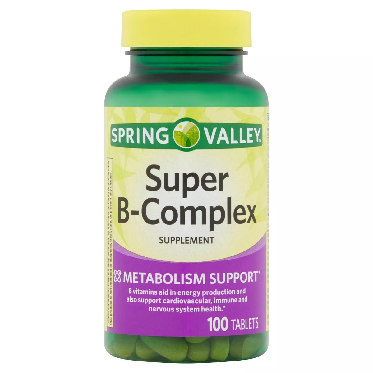 Spring Valley Super B-Complex Metabolism Support B Vitamins Tablets, 100 CT..