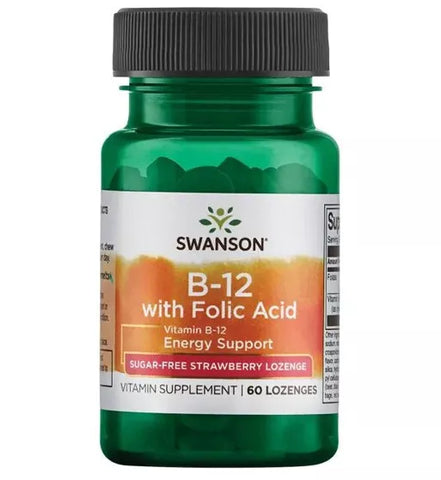 Swanson Vitamin B-12 1000mcg With Folic Acid 60 Strawberry Pills