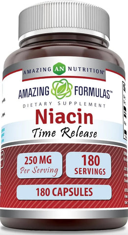 Suplementos Niacina Vitamina B3 250 mg, Liberación Sostenida, Salud Nutricional