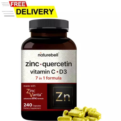 Quercetina de zinc con vitamina C y D3, fórmula avanzada de apoyo inmunitario