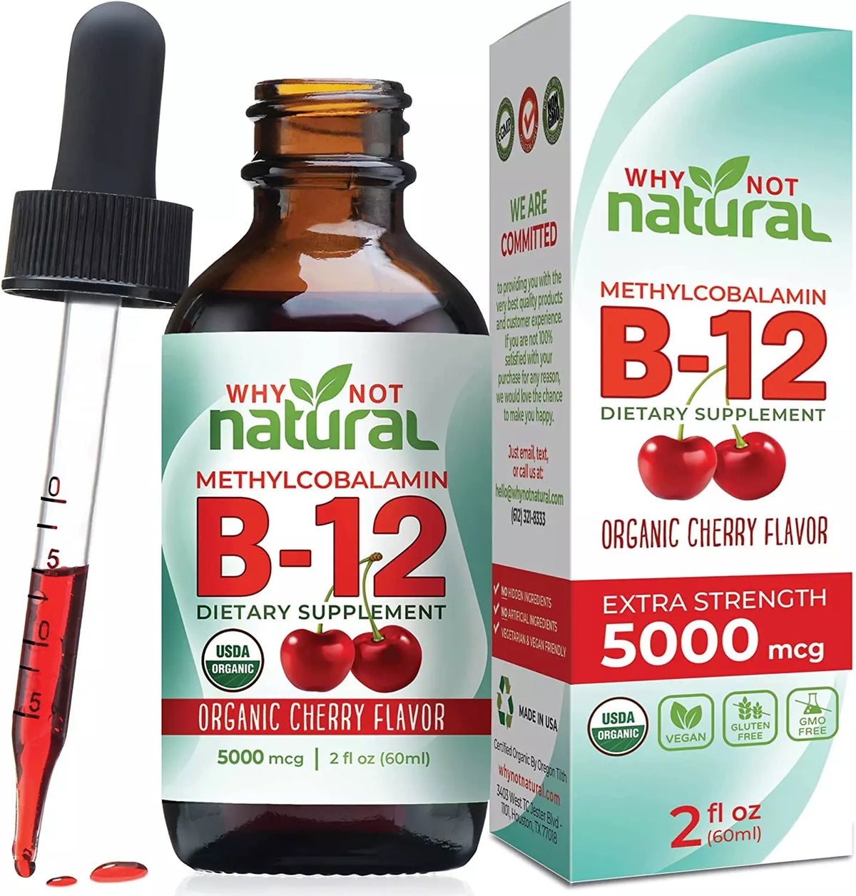 Vitamina B12 Organica Sublingual Extra Fuerte 60X5000 Mcg Gotas Metilcobalamina