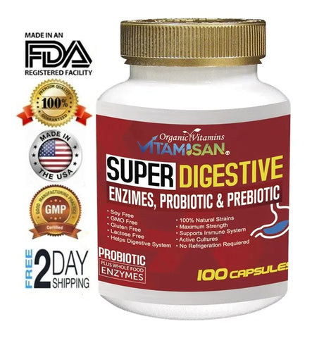 Digestive Enzymes Prebiotic & Probiotics, Gas Constipation Bloating Relief 100