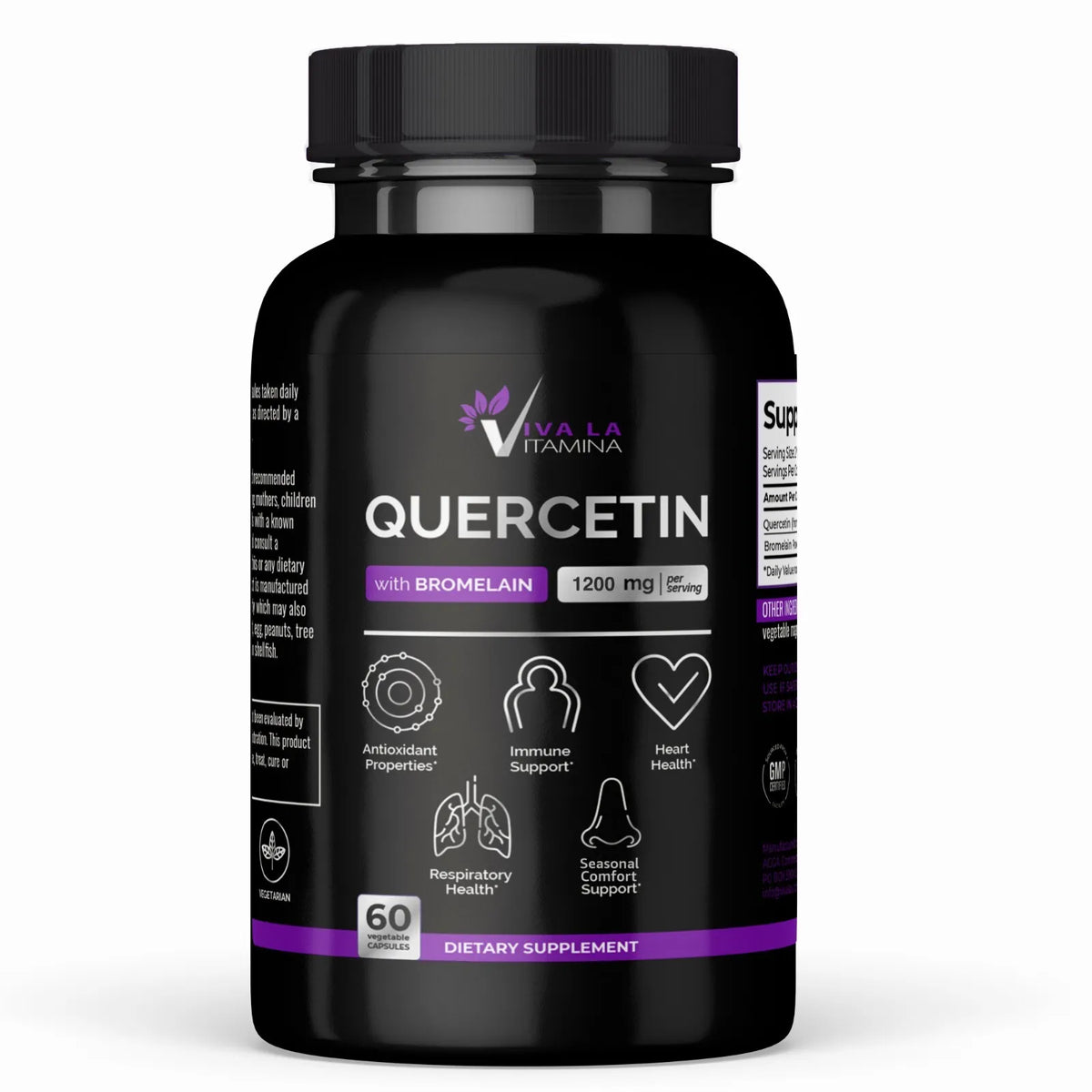 Quercetin with Bromelain Supplement 1200mg, 60 Capsules