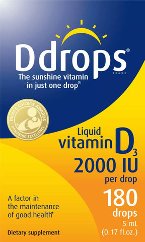 Ddrops Adult Vitamin D Liquid Drops, 2000 IU, 180 Ct.