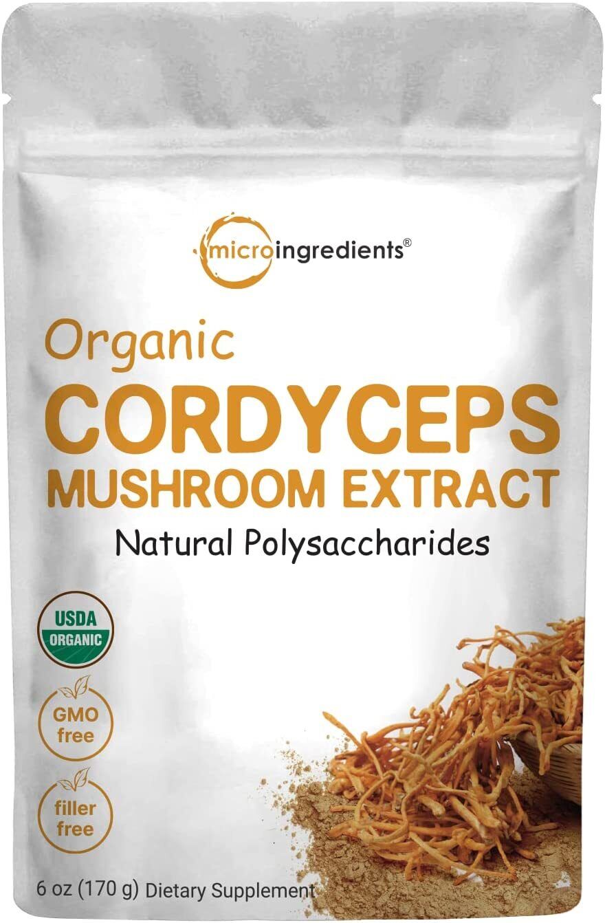 Polvo orgánico de extracto de hongo Cordyceps cultivado de forma sostenible en E