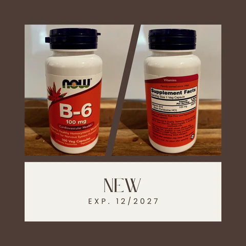 NOW Suplementos, Vitamina B-6 (Piridoxina HCl) 100 mg, 100 Cápsulas