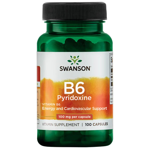 Vitamin B-6 as Pyridoxine 100 mg 100 Capsules B 6 Energy Booster, Nervous System