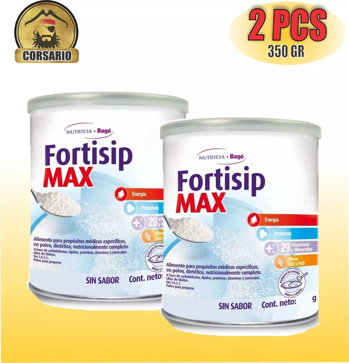 Fortisip Complete and balanced Nutritional Supplement WITHOUT FLAVOR x 350 gr X2