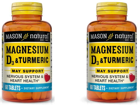 Magnesio y vitamina D3 con cúrcuma HUESOS MUSCULOS CORAZON SISTEMA NERVIOSO 120
