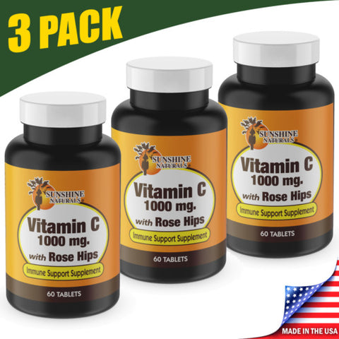 Sunshine Naturals 3 PACK Vitamin C 1000mg 60 Tablets Immune System Booster