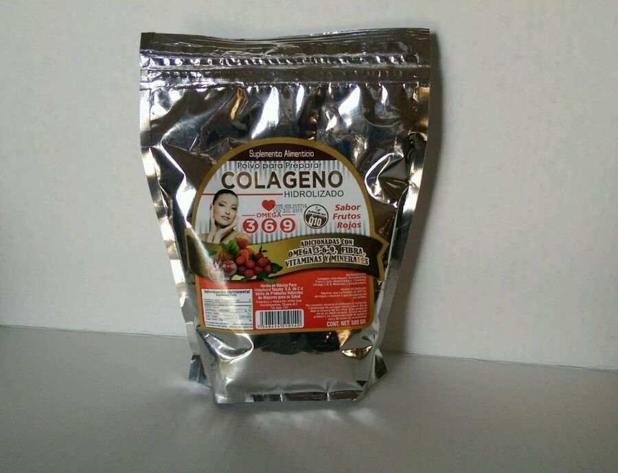 Colageno Hidrolizado 500g, Omega 3-6-9 ( Q10 )(Sabor Frutos Rojos ) ( 1 Bag )