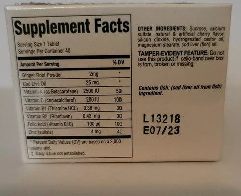 Pastillas Vital Cod Liver Oil Vitamins A&D Extract, 40 Tablets,(compare McCoy)