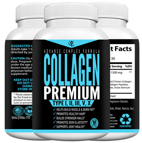 Pastillas De Colageno - Collagen Pills - 90 Capsules - Total Boosters - New
