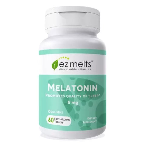EZ Melts Melatonin for Sleep, 5 mg, Sublingual Vitamins, Vegan, Zero Sugar,