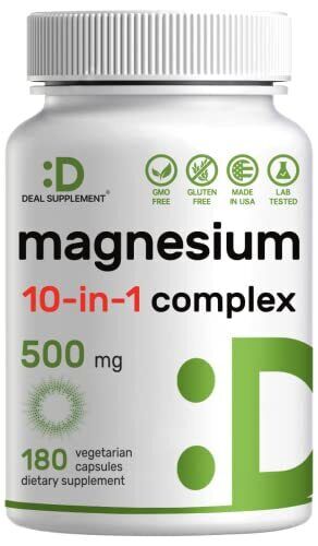 Complejo de Magnesio 10 en 1 Glicinato de Magnesio y Malato Citrato 120 Cápsulas