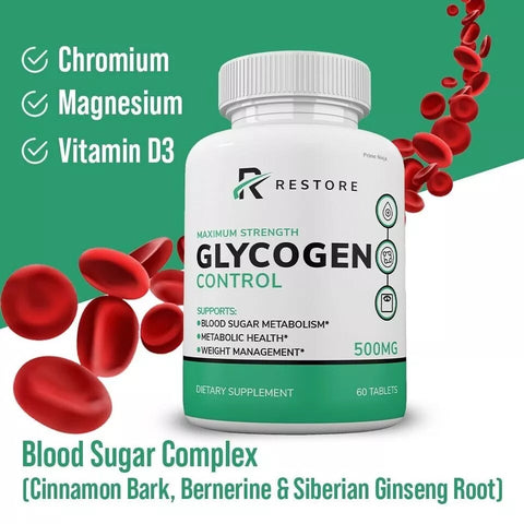Restore Glycogen Blood Control Capsules, Sugar in Pills (2 Pack)