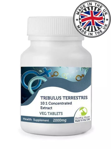 Tribulus Terrestris 2000mg 10:1 Extracto Vegetariana 500 Tabletas GB Pastillas
