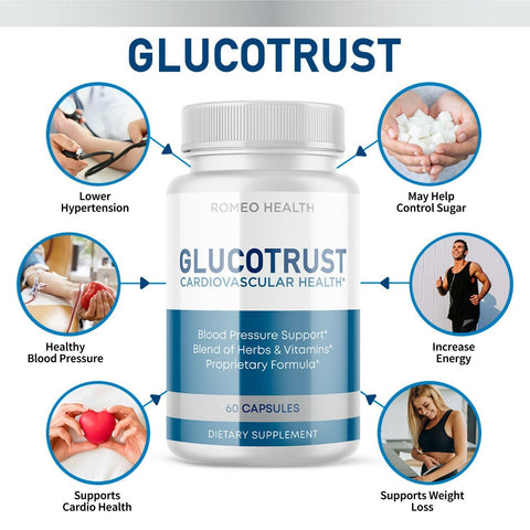 4 BOTTLES! Glucotrust Advanced Formula Cholesterol Blood Sugar Glucose Support