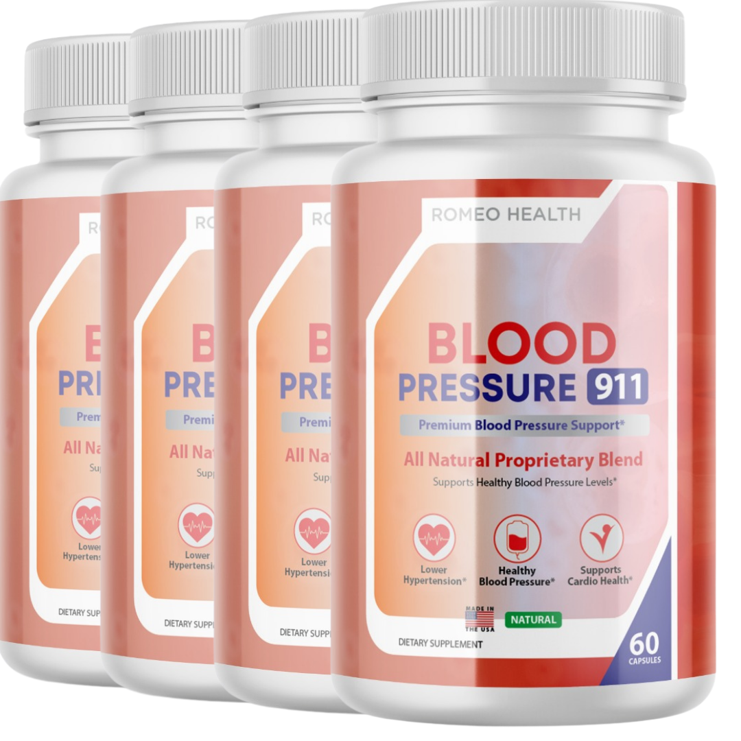 (4 Pack!) Blood Pressure 911 Support - All Natural Healthy Heart 60 Capsules