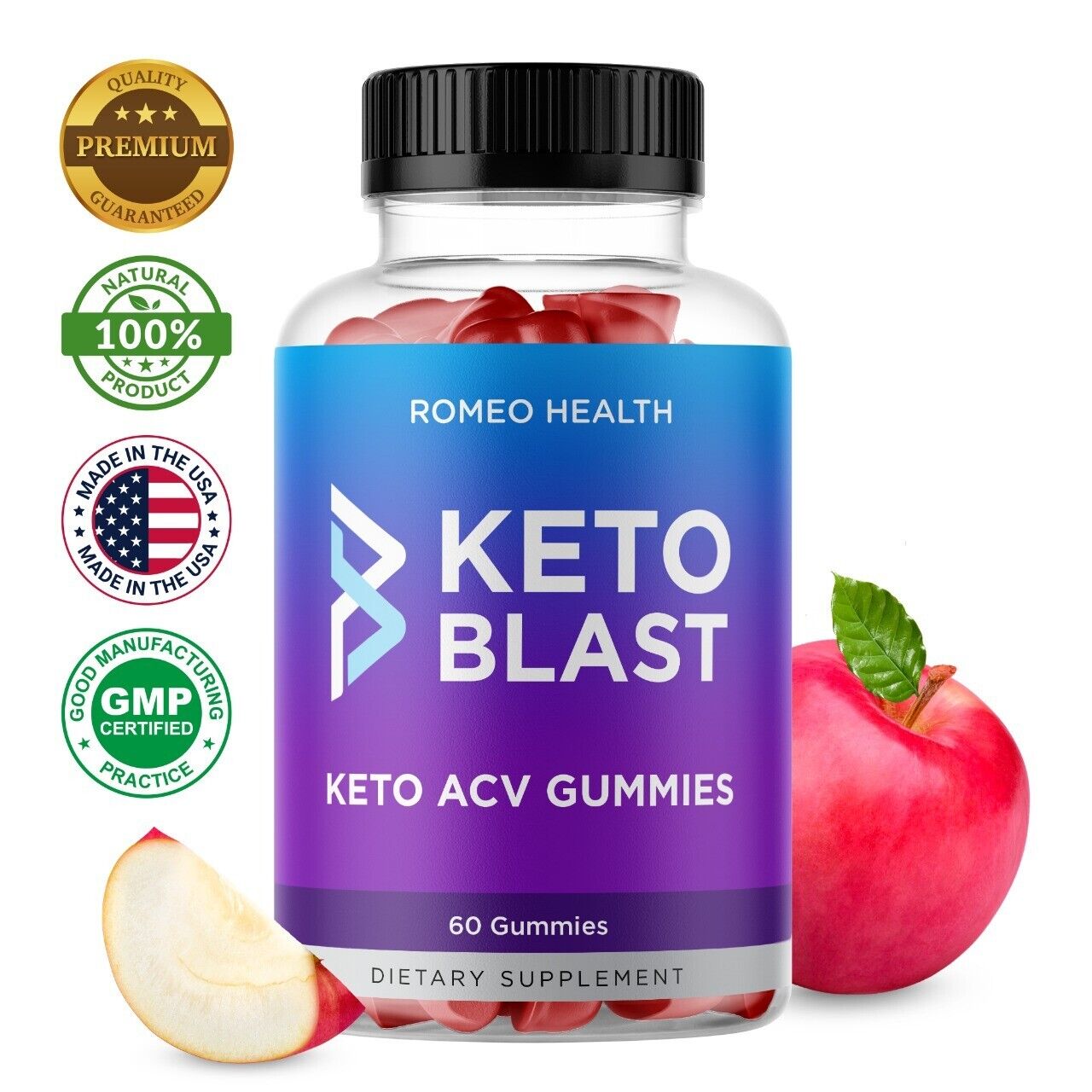 (2 Pack) Keto Blast Gummies 1000MG Apple Cider Vinegar ACV Weight Loss 60 Gummy