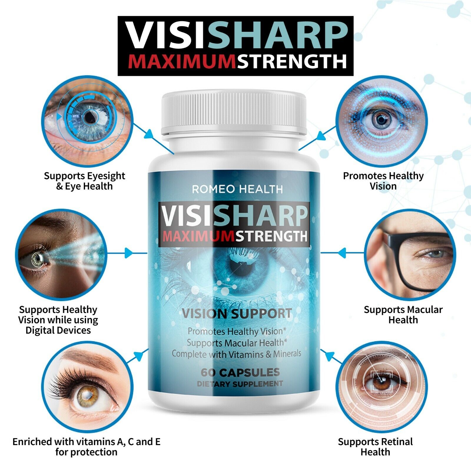 (2 Pack) VISISHARP Maximum Strength Vision Support - 60 CAPSULES