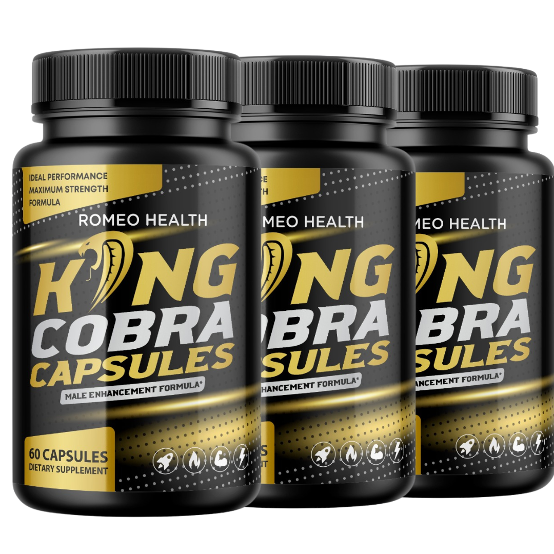 (3 Pack) King Cobra Testosterone Booster Capsules, Male Enhancement, Stamina,