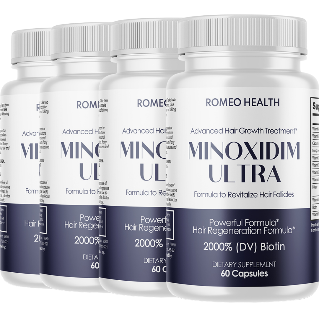 4 pack! Minoxidim Ultra Hair Growth Formula Extra Strength Hair Regrowth 60ct