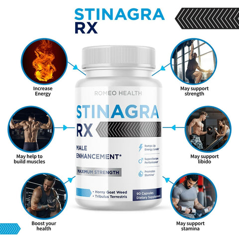 4 BOTTLES! Stinagra  Testosterone Booster Pills for Men Male Enhancement Stamina